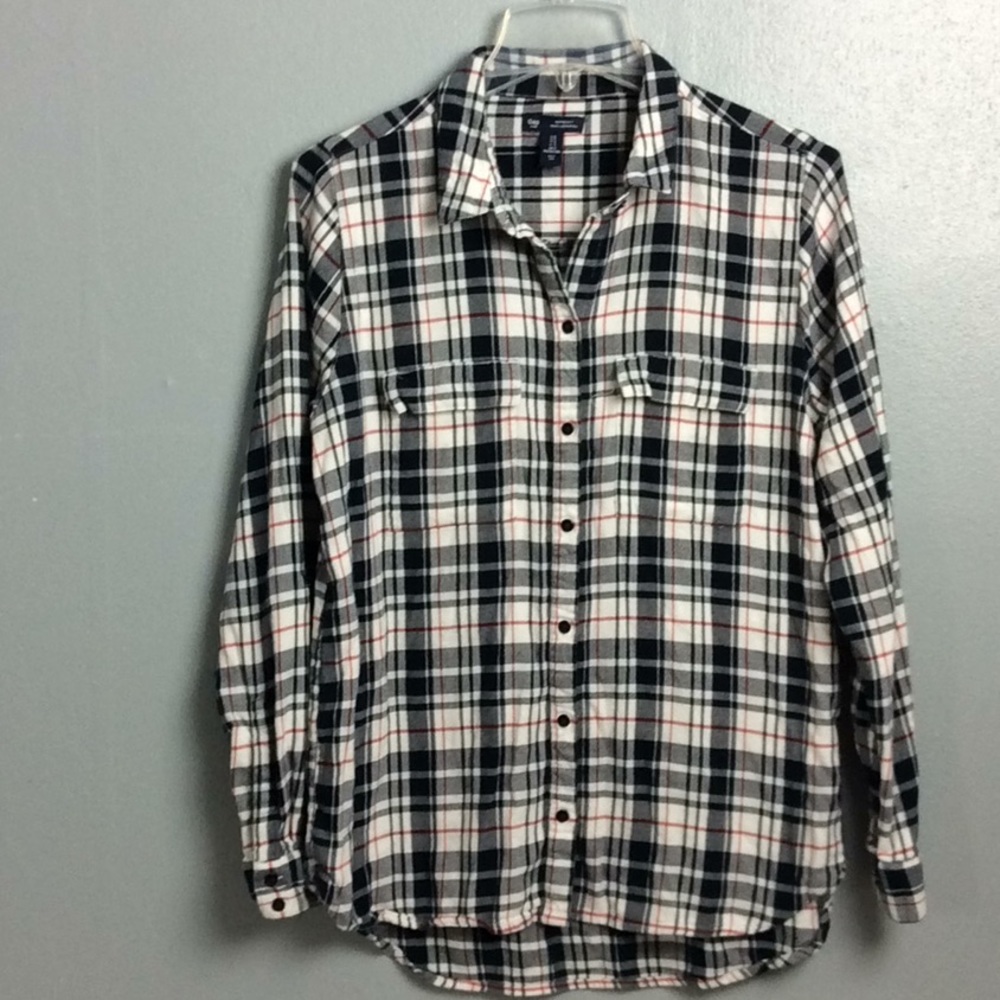 Gap Boyfriend Fit Ladies Plaid Flannel Shirt Sz S - Picture 1 of 7